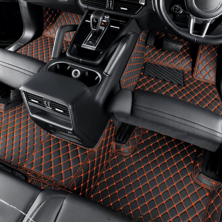 Black & Orange Luxury Diamond Car Floor Mats